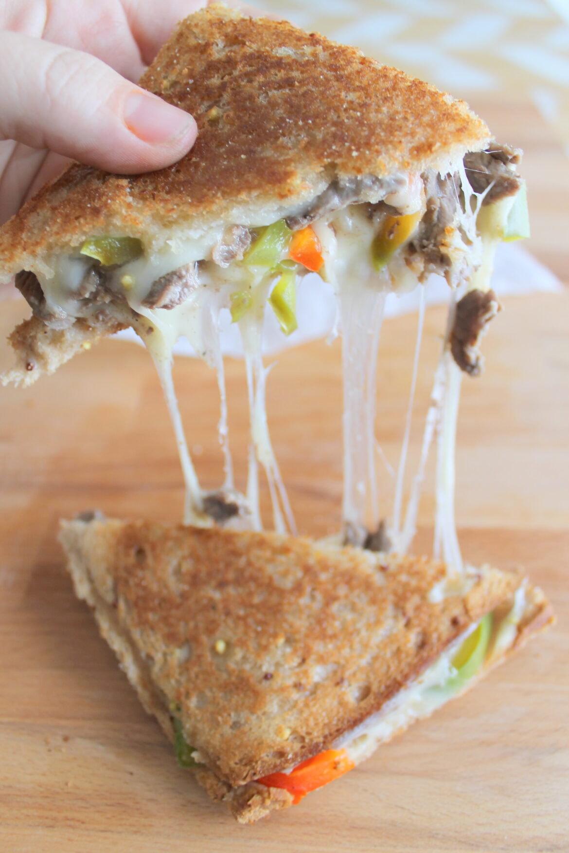 Pie Iron Philly Cheesesteak Sandwich » Campfire Foodie