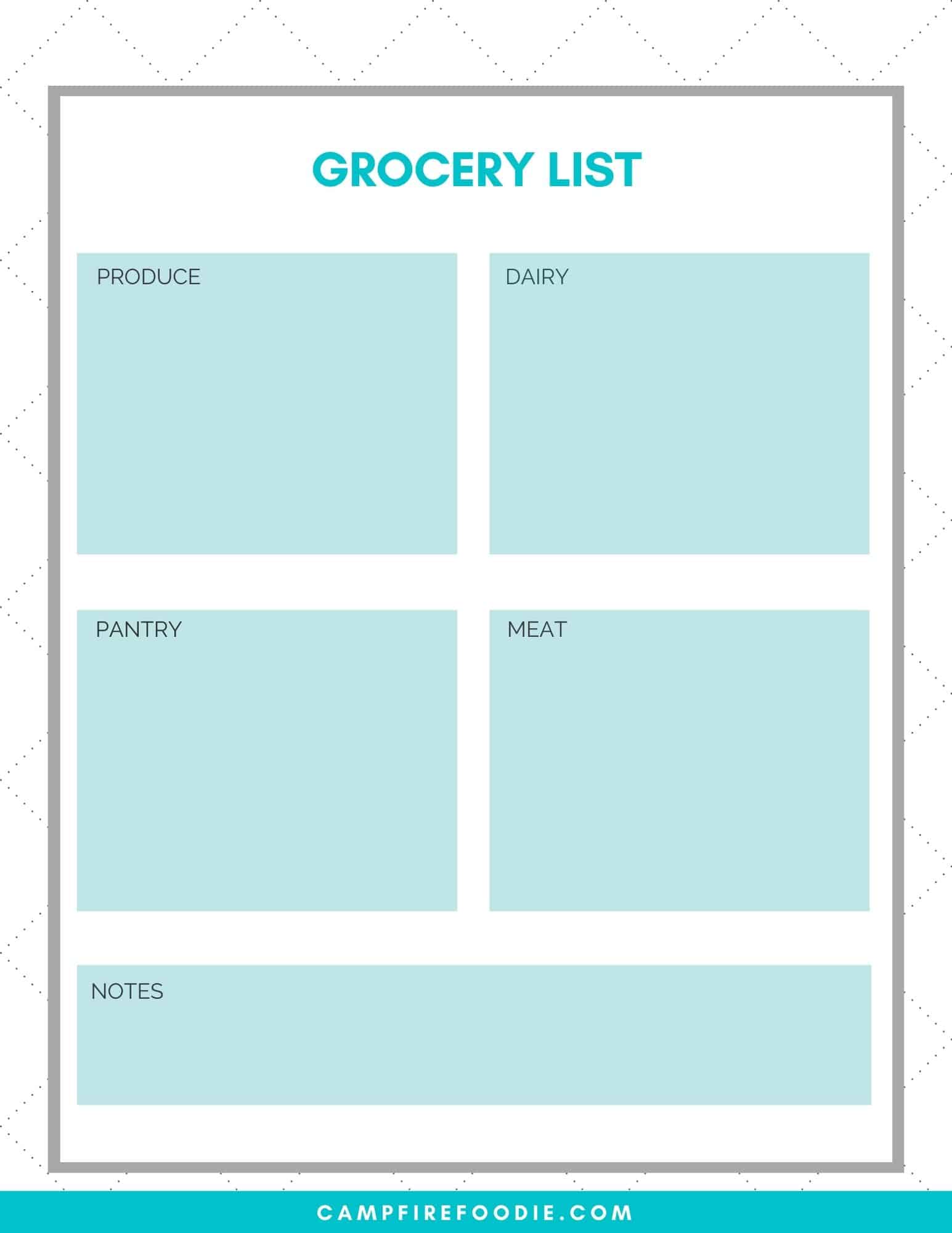 camping meal planner template