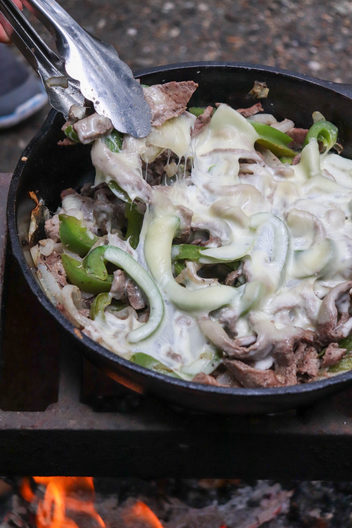 Yummy Skillet Philly Cheesesteak Recipe » Campfire Foodie