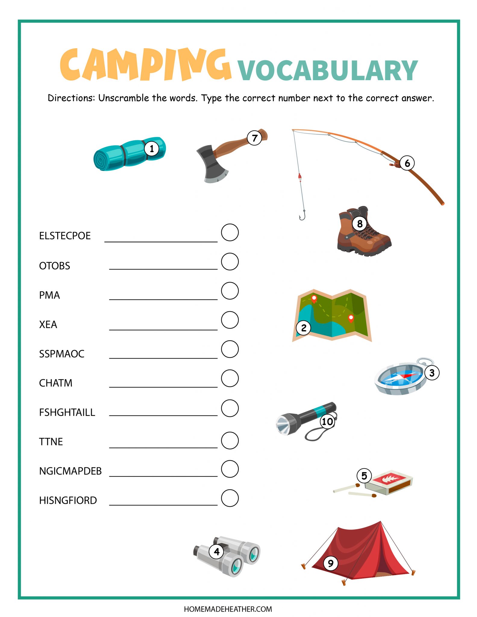 Camping Worksheets For Kindergarten