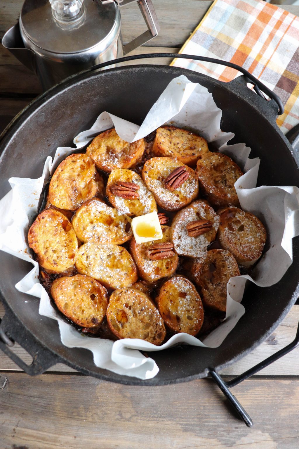 Overnight Dutch Oven French Toast » Campfire Foodie