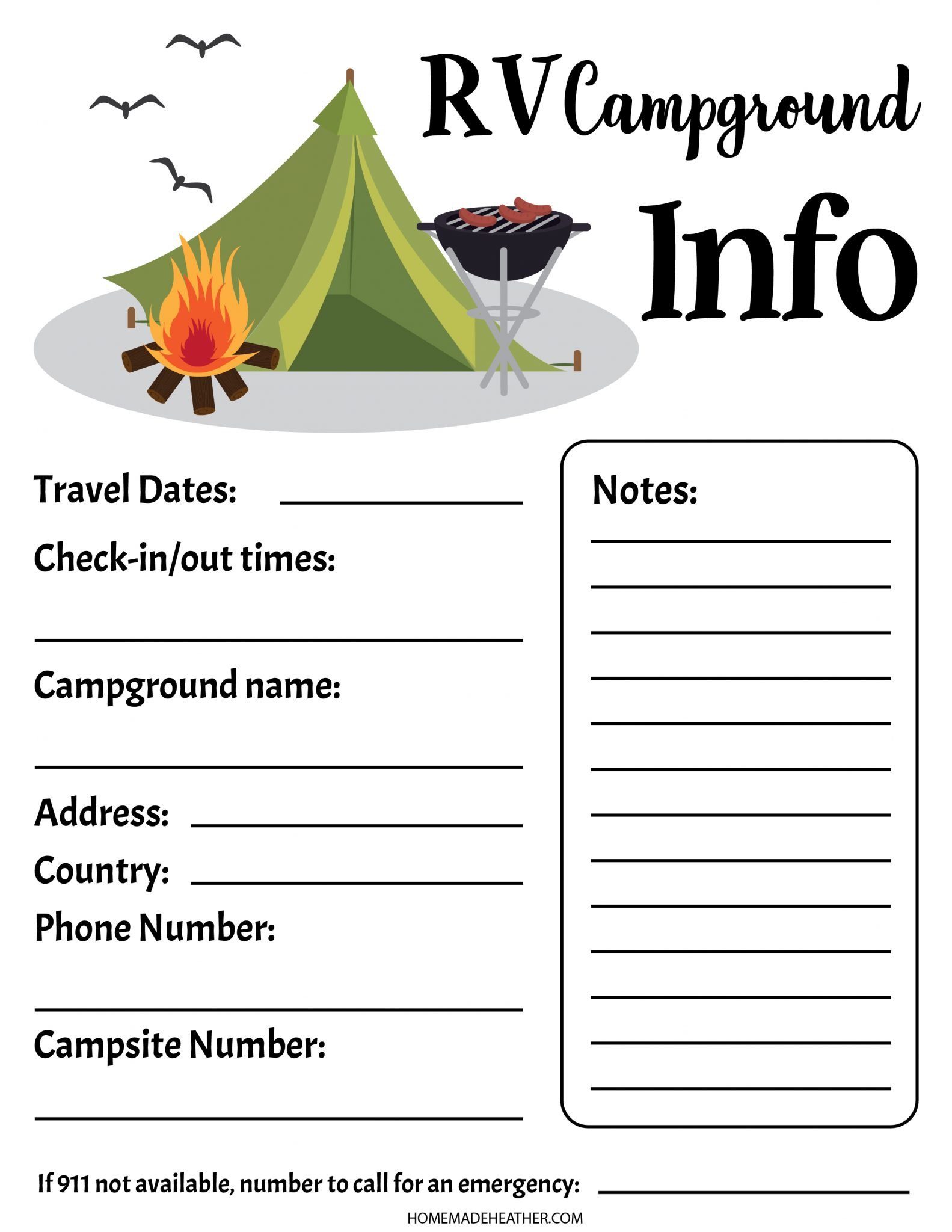RV Camping Printable Trip Planner » Campfire Foodie