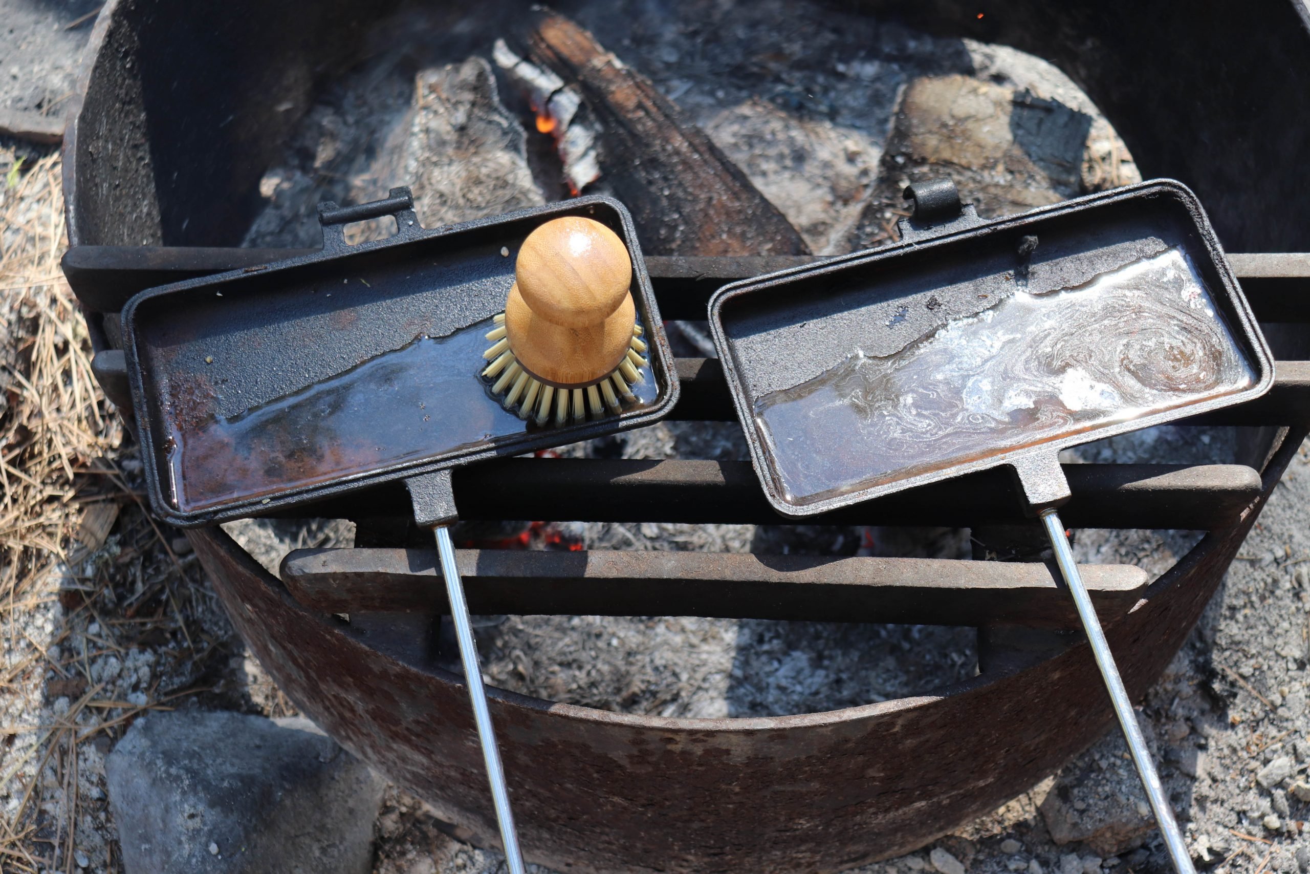 Campfire pie irons hit different. : r/castiron