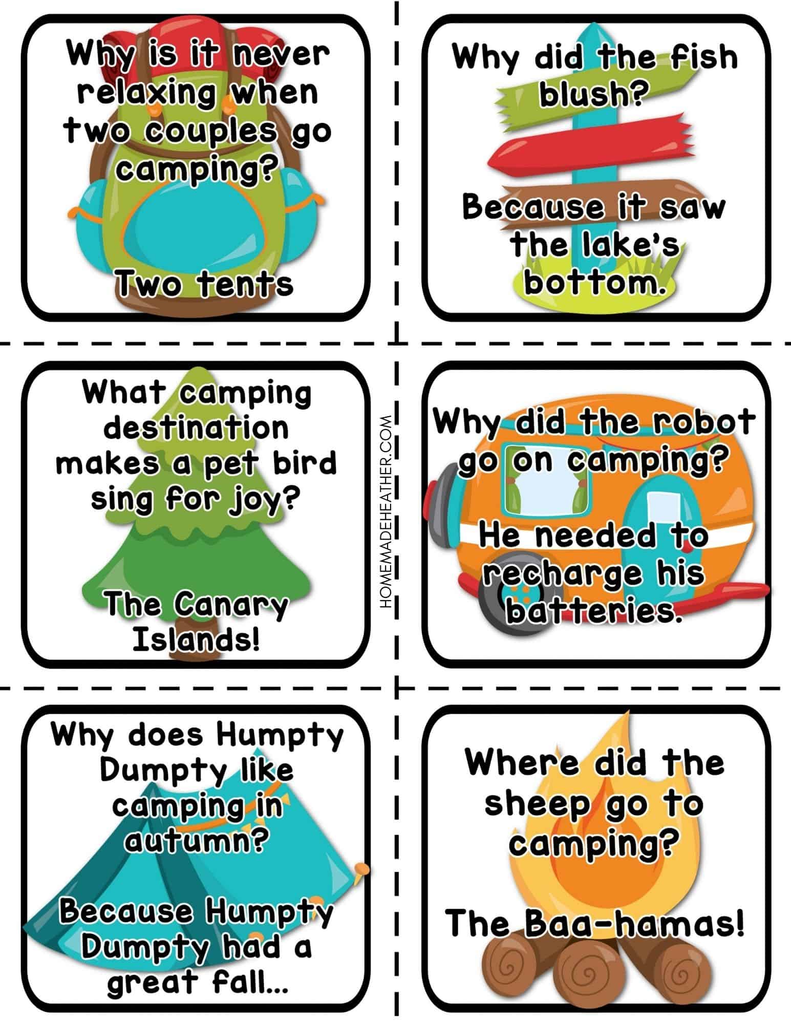 Camping Joke Printables