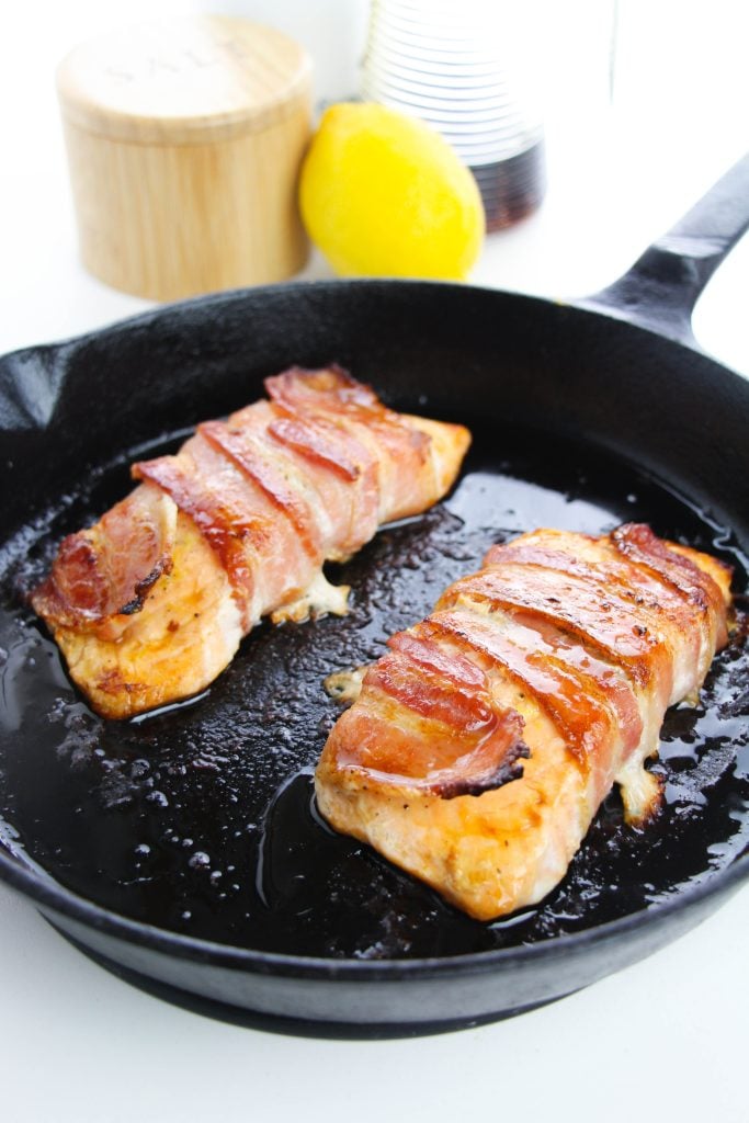 Skillet Bacon Wrapped Salmon Recipe