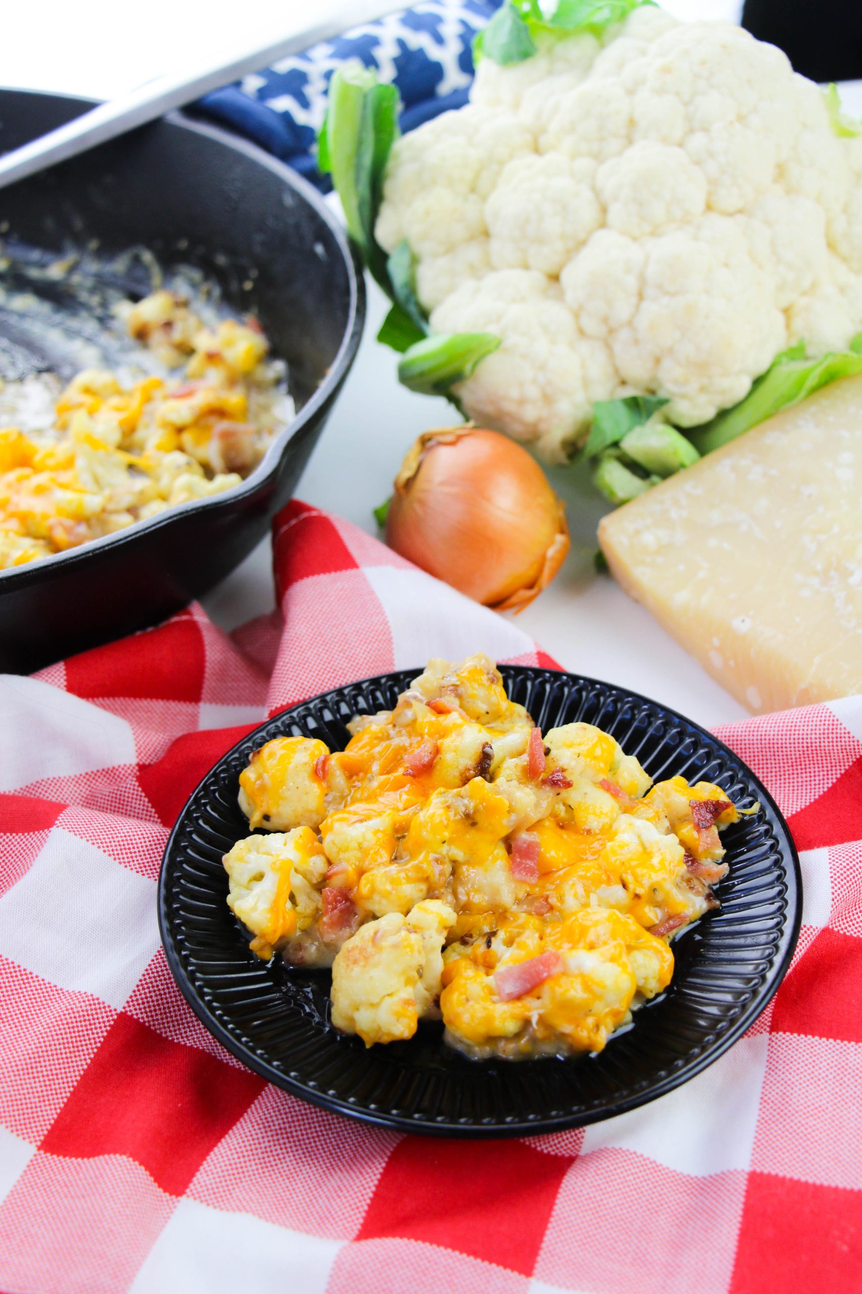 Skillet Cheesy Cauliflower Bake Recipe » Campfire Foodie