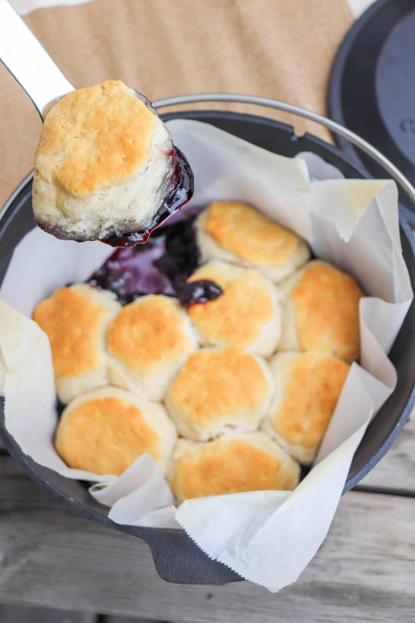 Dutch Oven Blueberry Cobbler » Campfire Foodie