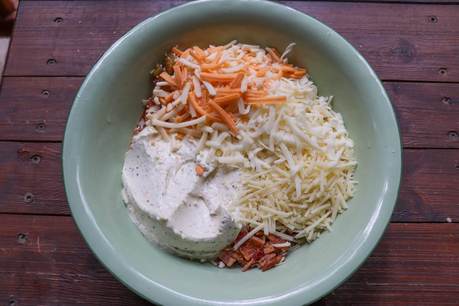 Fully Loaded Cheesy Skillet Dip Recipe » Campfire Foodie