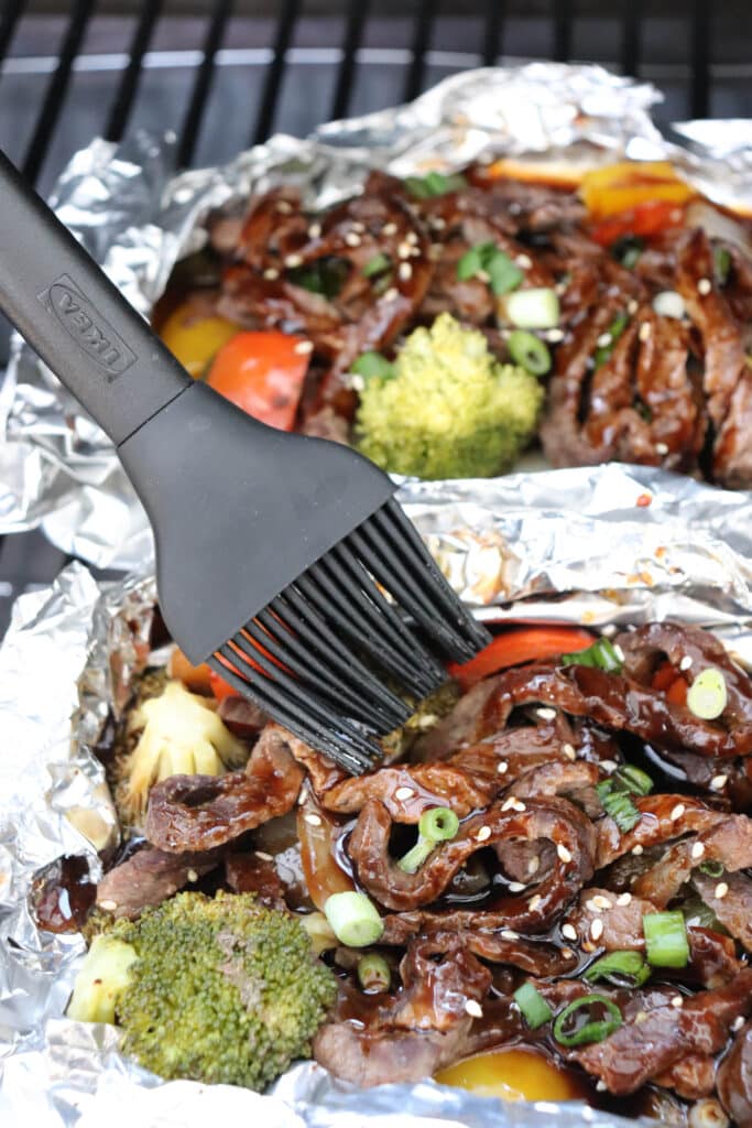 Teriyaki Steak in foil packets.